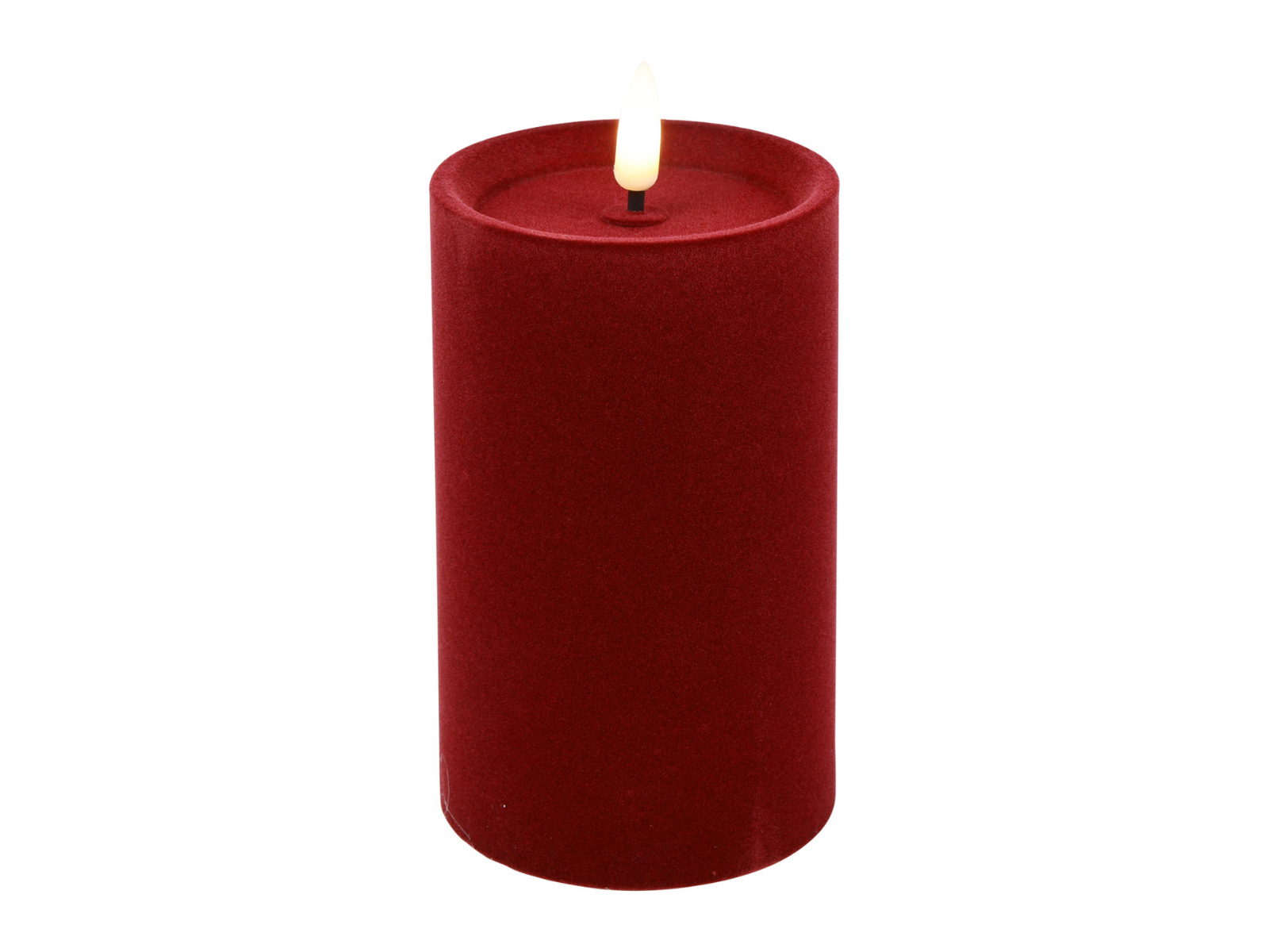 Decostar Stumpenkerze LED Velvet Lyon L dunkelrot 12,5cm - Produktbild 1