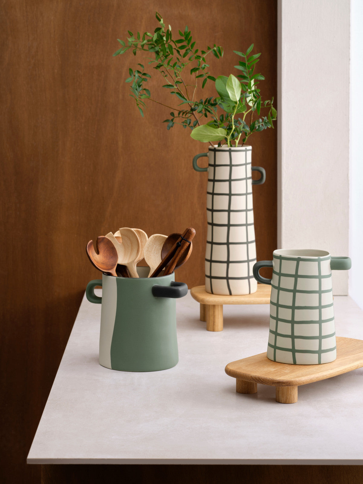 ASA rayu Vase grün kariert 17cm Lifestyle 1