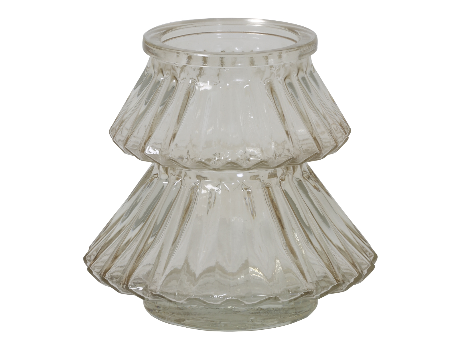 Light & Living TREE Teelicht Glas hell Grau Ø 11 cm Freisteller