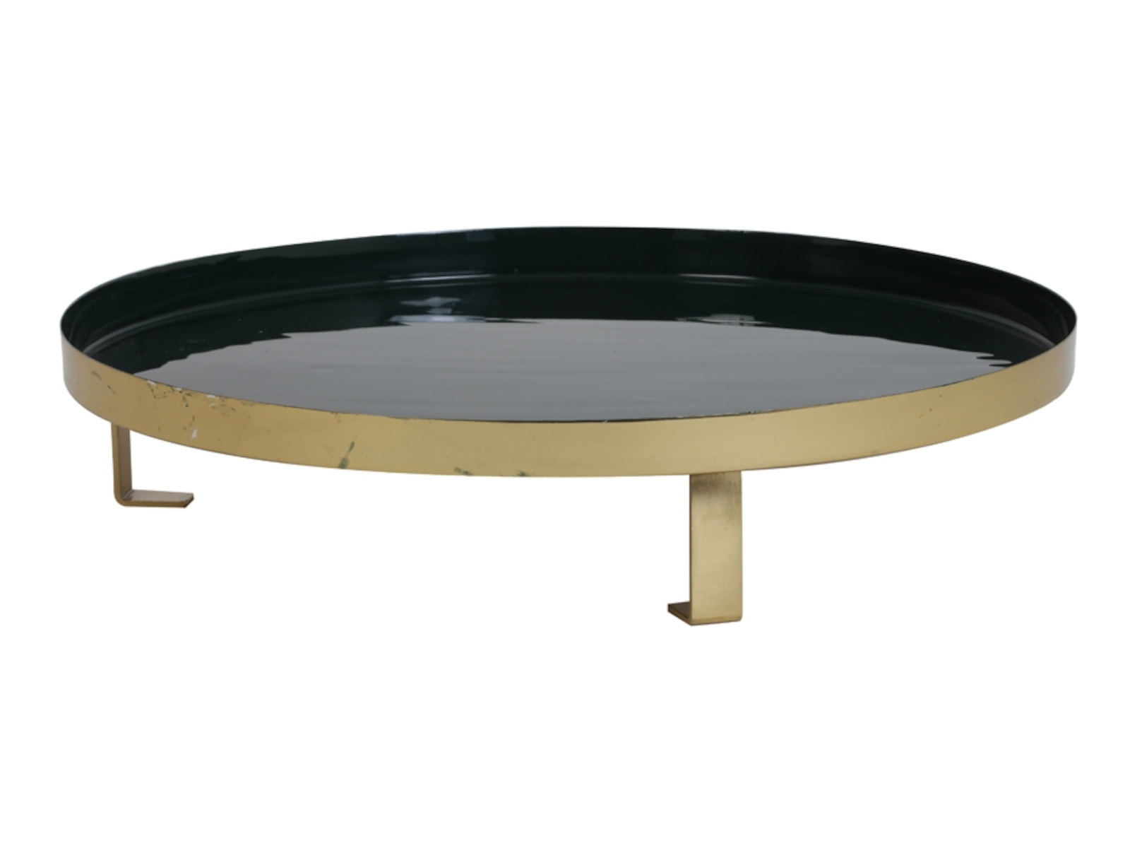 Light & Living VIENTOS Schale auf Fuss dunkelgrün-gold 40 cm Freisteller