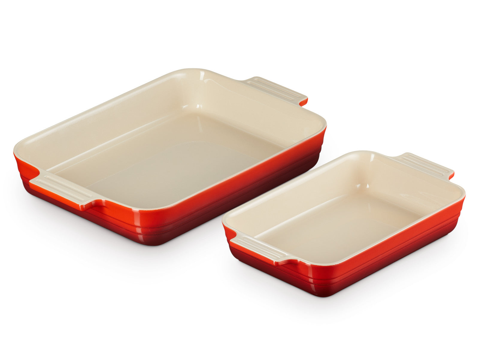 Le Creuset Auflaufform Klassik rechteckig kirschrot 25/32cm Set 2tlg Freisteller 1