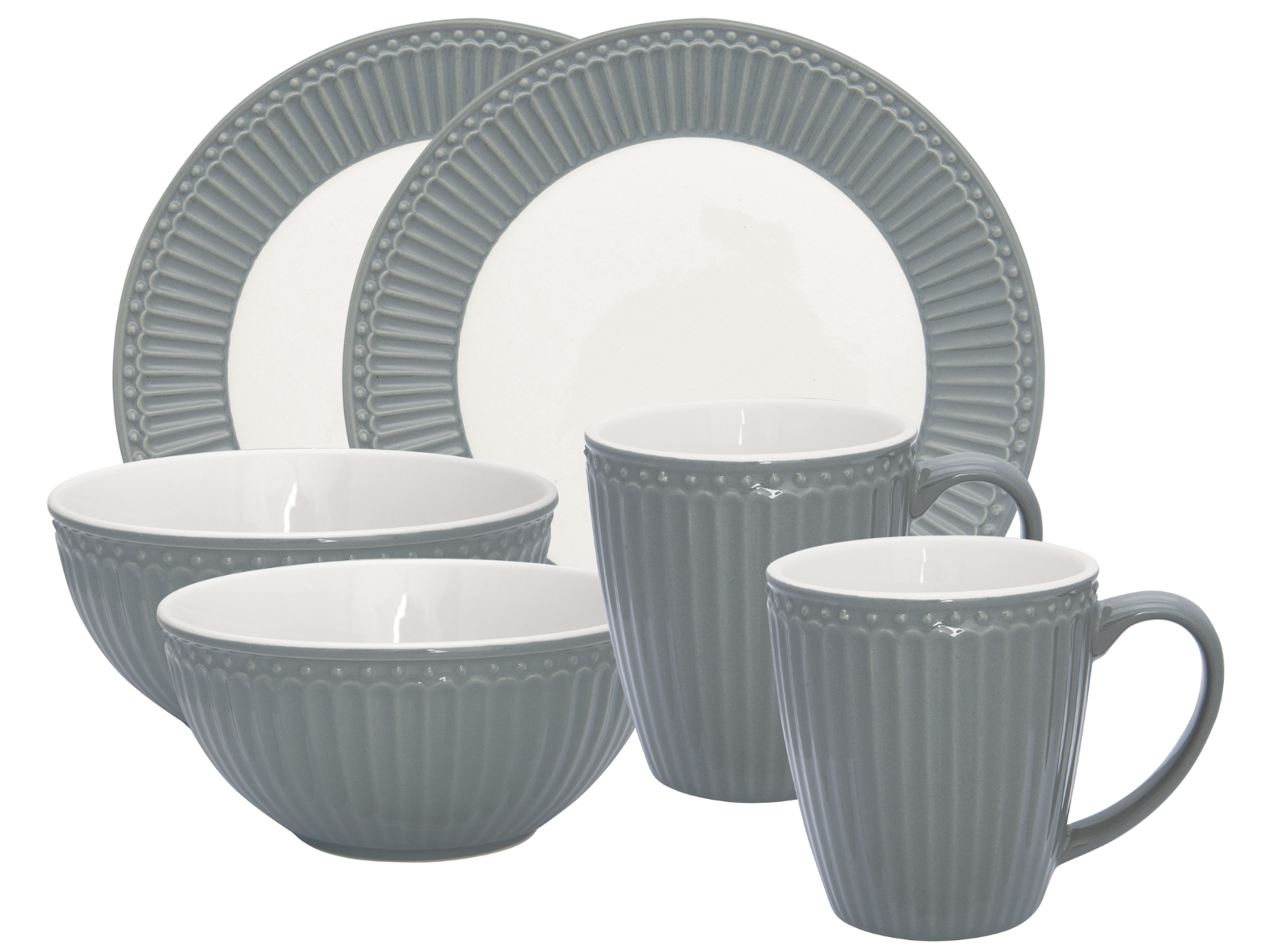 Greengate Alice Frühstücksset stone grey 6tlg Freisteller