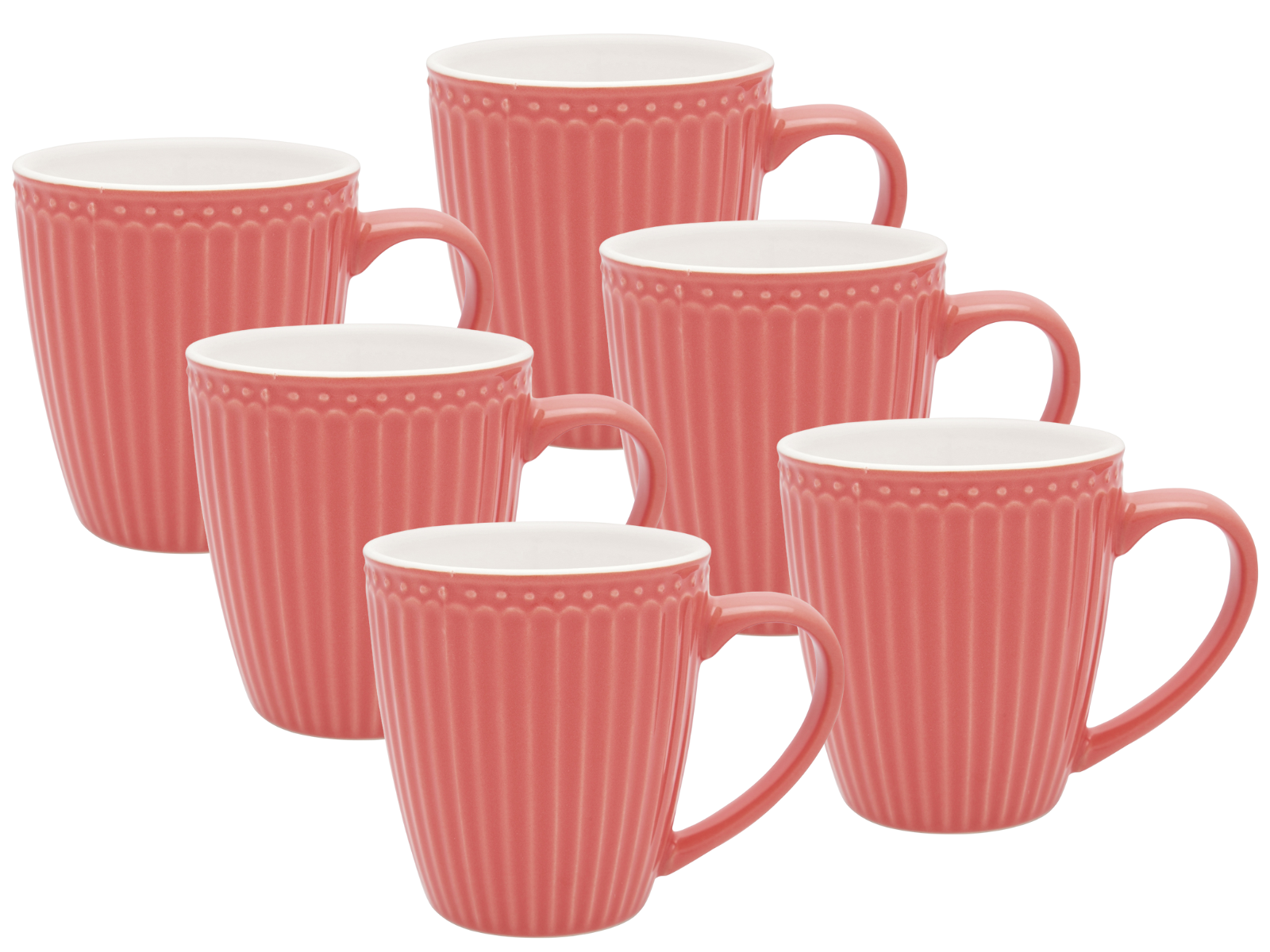 Greengate Alice Becher mit Henkel coral 0,4 l Set6 Freisteller