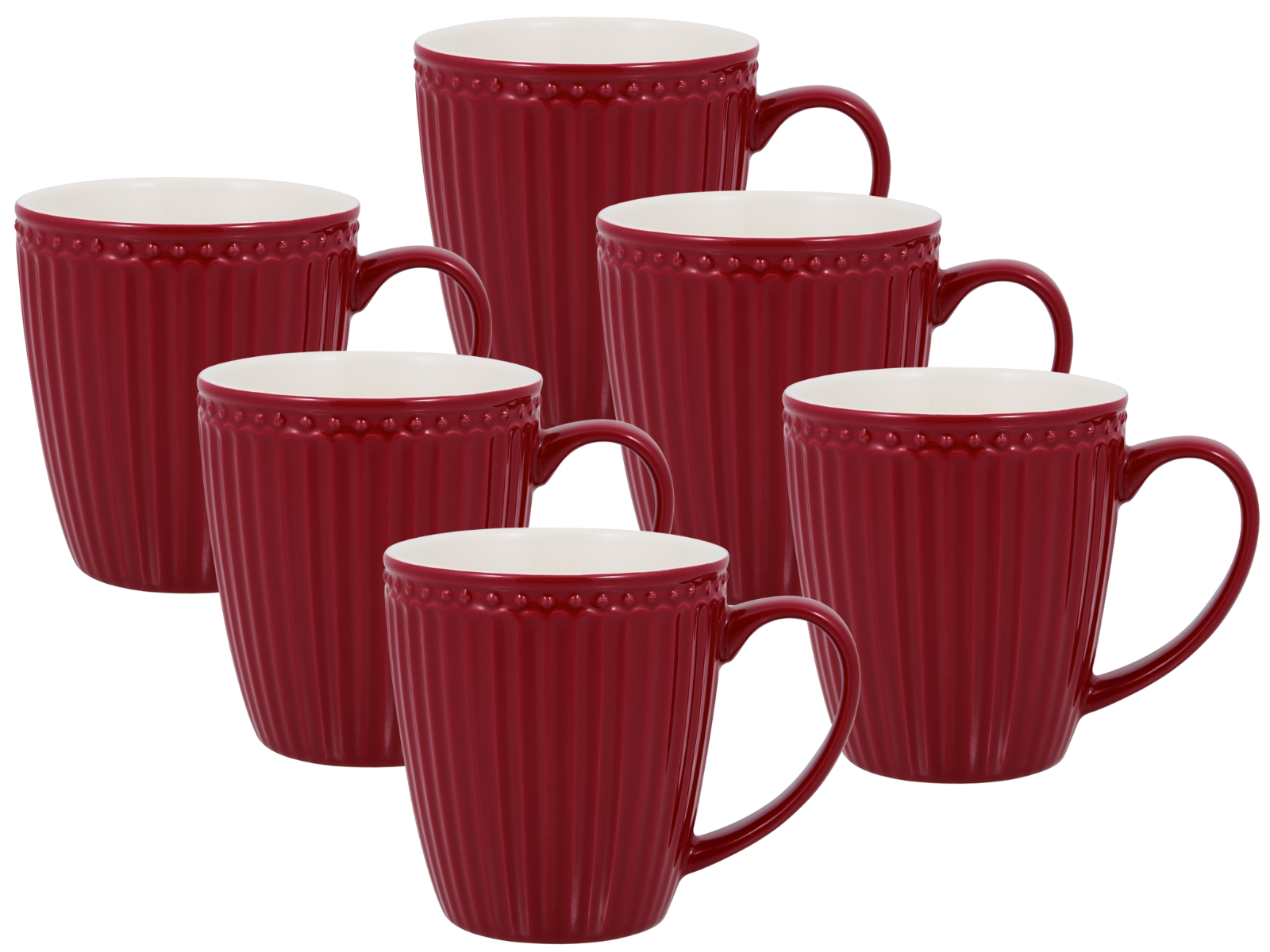 Greengate Alice Becher mit Henkel claret red 0,4 l Set6 Freisteller