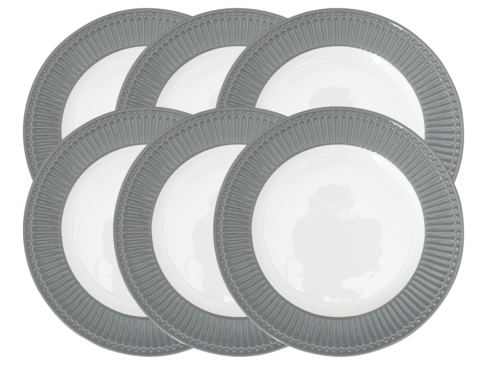 Greengate Alice Speiseteller stone grey 26,5 cm Set6 Freisteller