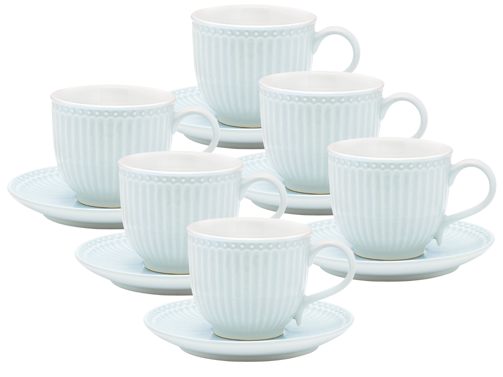 Greengate Alice Tasse mit Untertasse pale blue 8,5 cm Set6 Freisteller