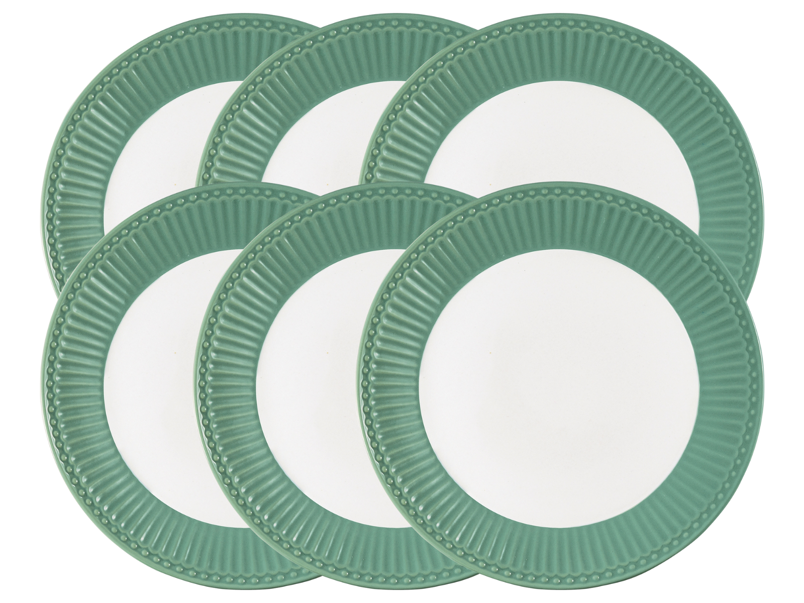 Greengate Alice Frühstücksteller dusty green 23 cm Set6 Freisteller