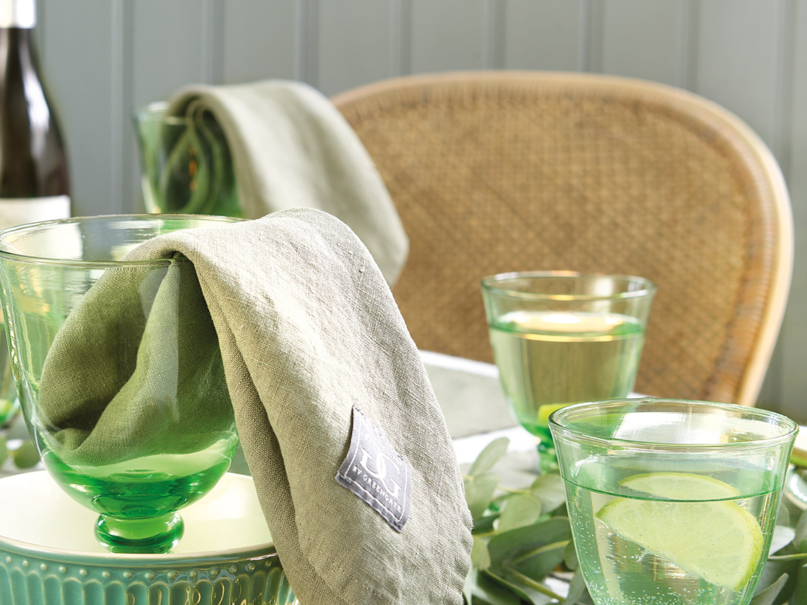 Greengate Alice Speiseteller dusty green 26,5 cm Set6 Lifestyle