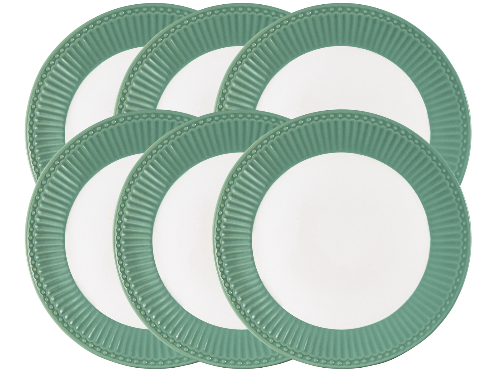 Greengate Alice Brotteller dusty green 17,5cm Set6 Freisteller