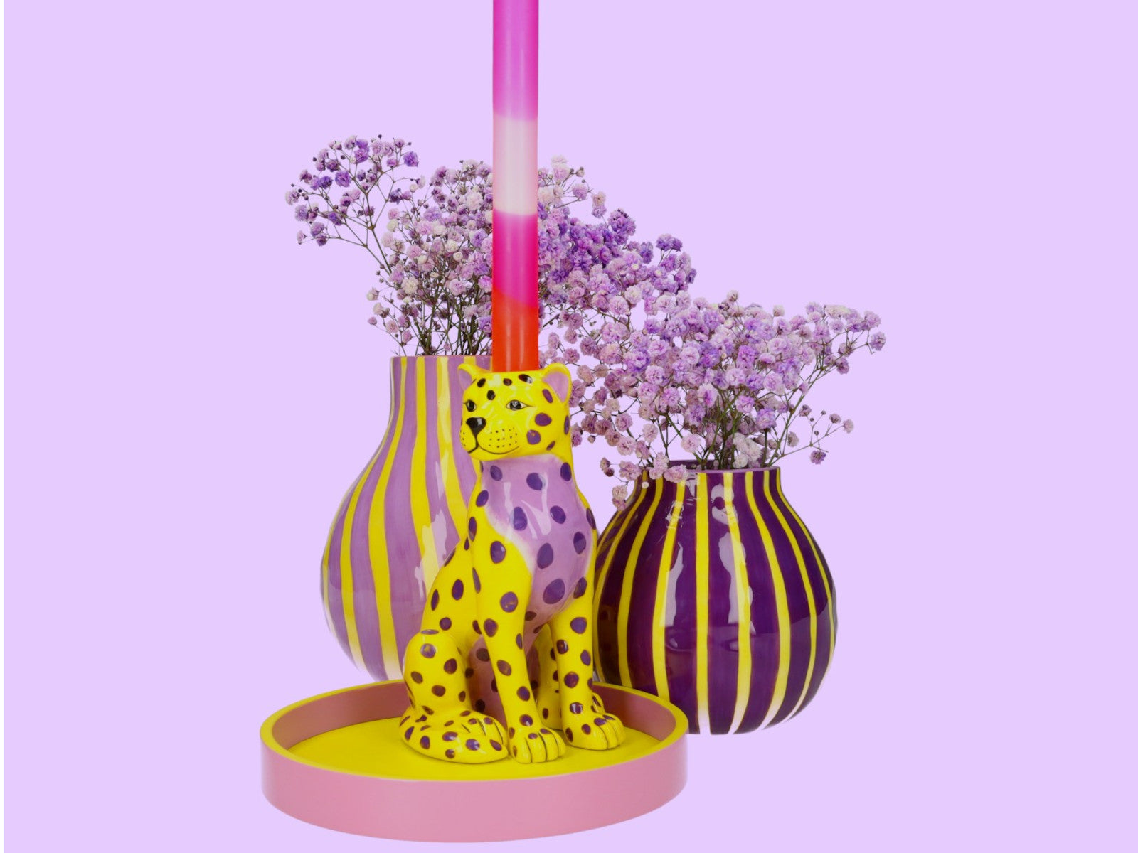 Giftcompany Artisan Vase gestreift S rosa/gelb 13,6cm Lifestyle 3