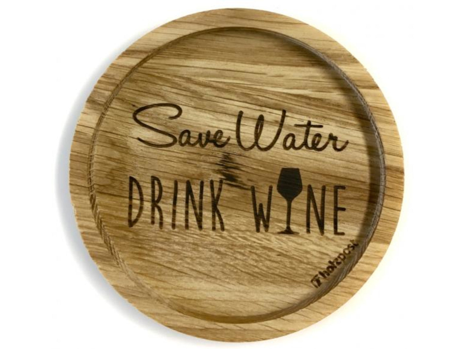 holzpost Untersetzer Save Water Eiche 11,2cm Freisteller 