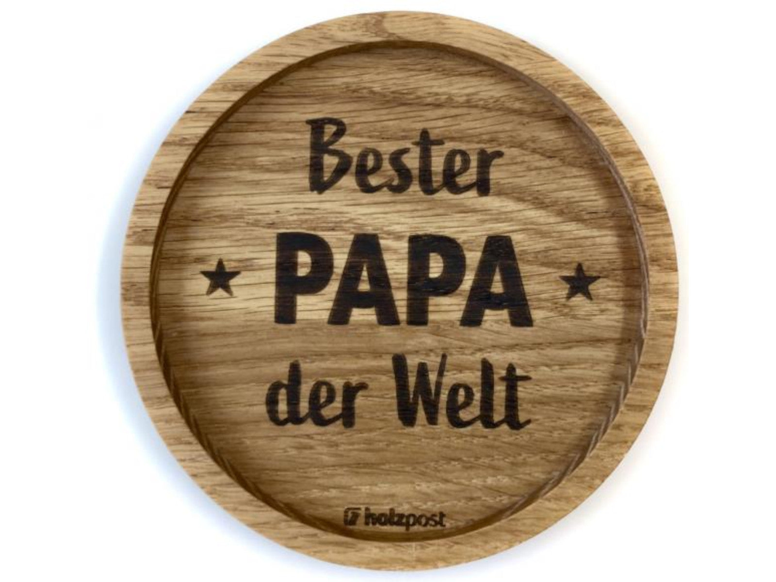 holzpost Untersetzer Papa Eiche 11,2cm Freisteller 1