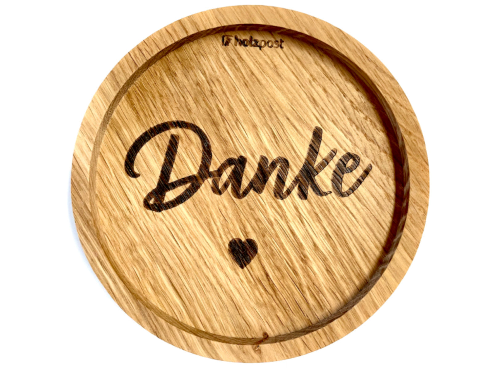 holzpost Untersetzer Danke Eiche 11,2cm Freisteller 1