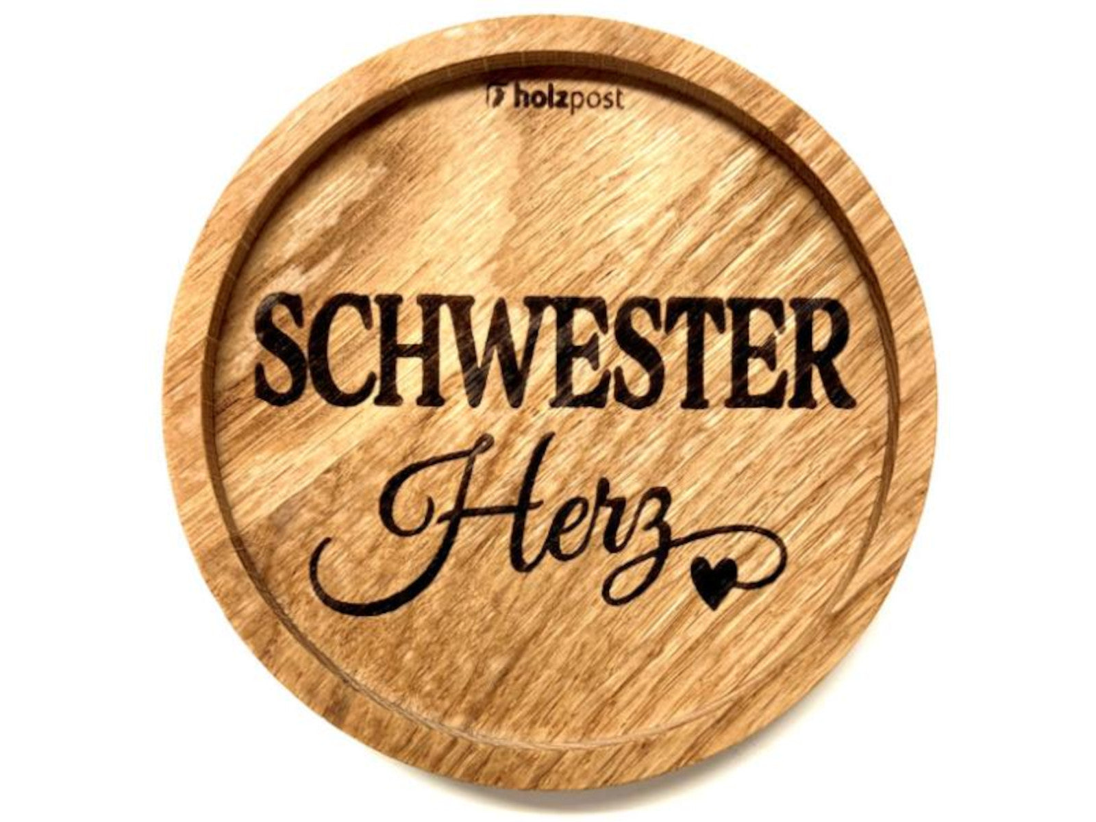 holzpost Untersetzer Schwester Eiche 11,2cm Freisteller 1