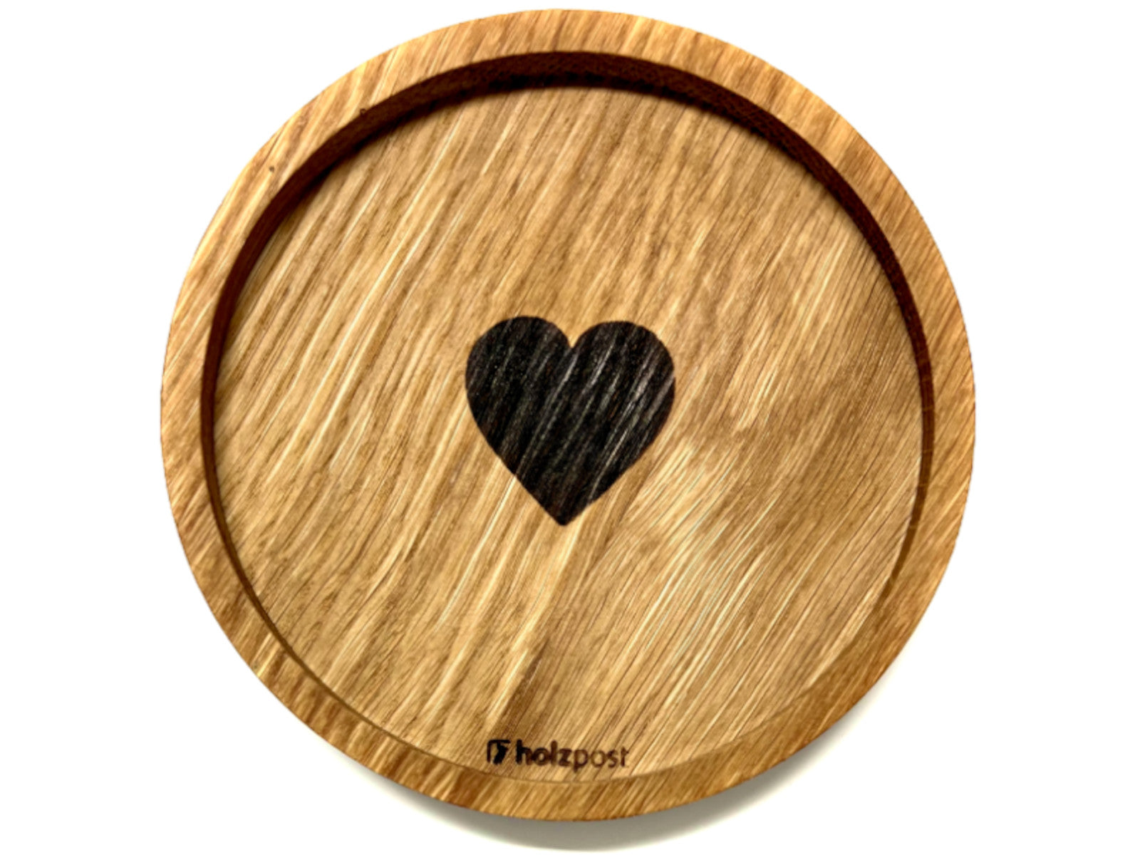 holzpost Untersetzer Herz Eiche 11,2cm Freisteller 1
