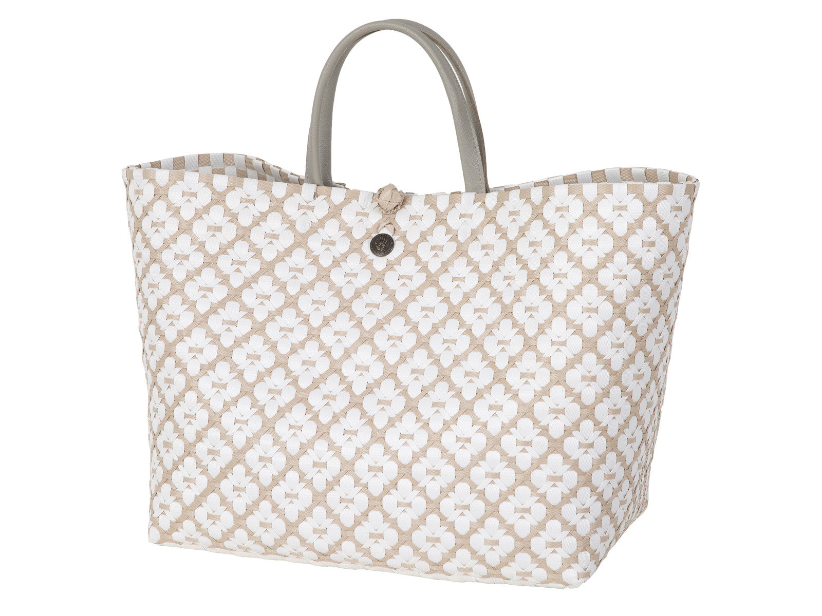Handed By Motif Bag Shopper L pale grey with white pattern Freisteller 1