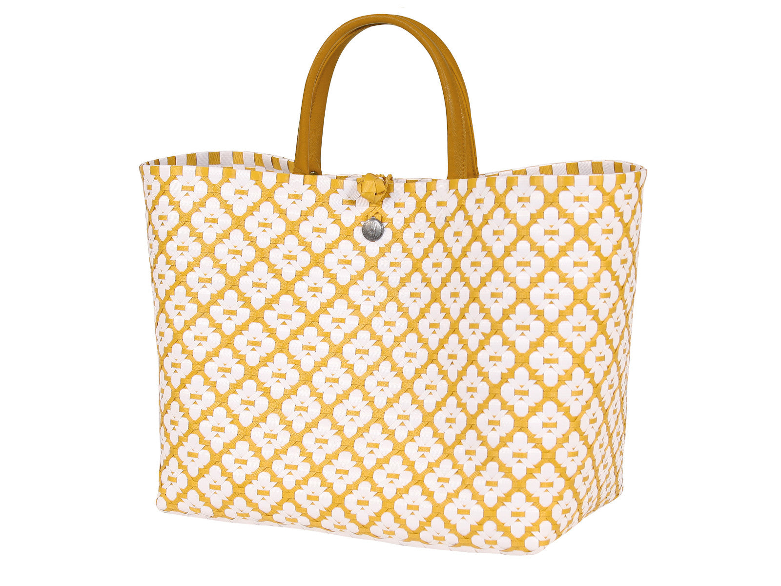 Handed By Motif Bag Shopper L mustard with white pattern Freisteller 1