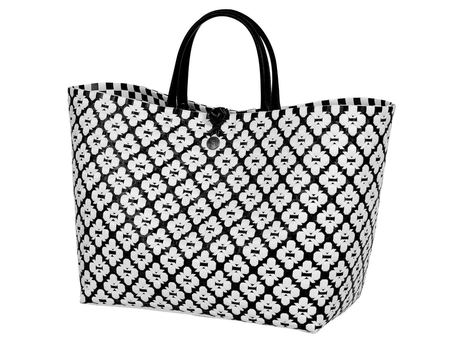 Handed By Motif Bag Shopper L black with white pattern Freisteller 1