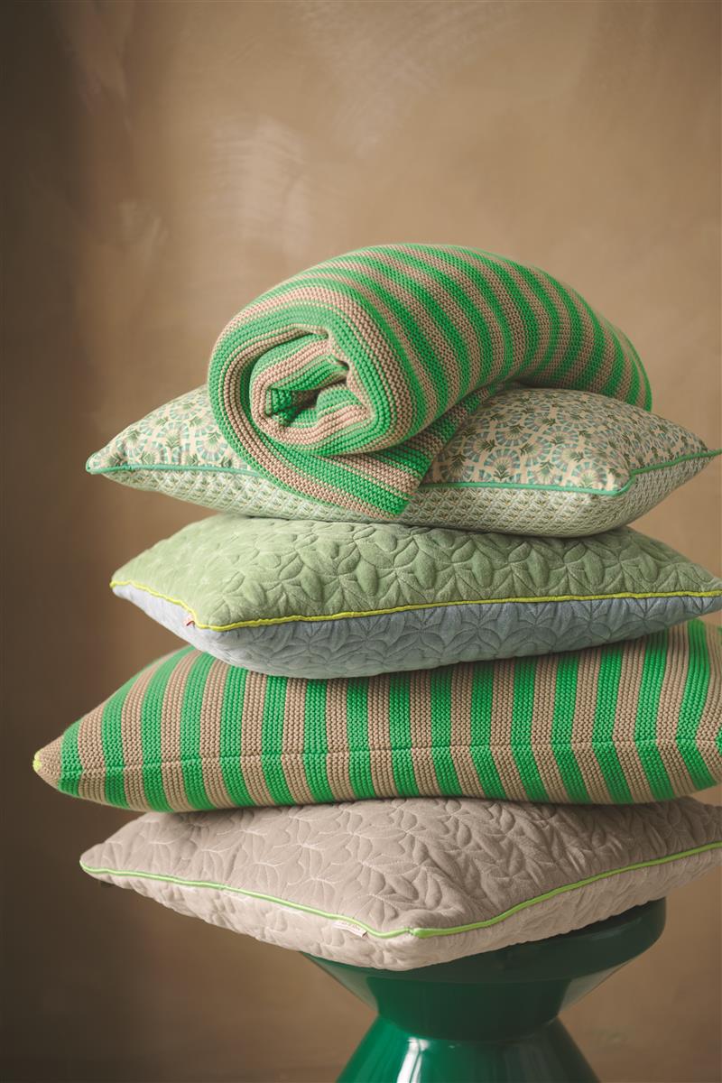 PIP STUDIO Bonsoir Stripe Tagesdecke gestrickt Throw green 130x170cm ( – Tischideen & Ambiente