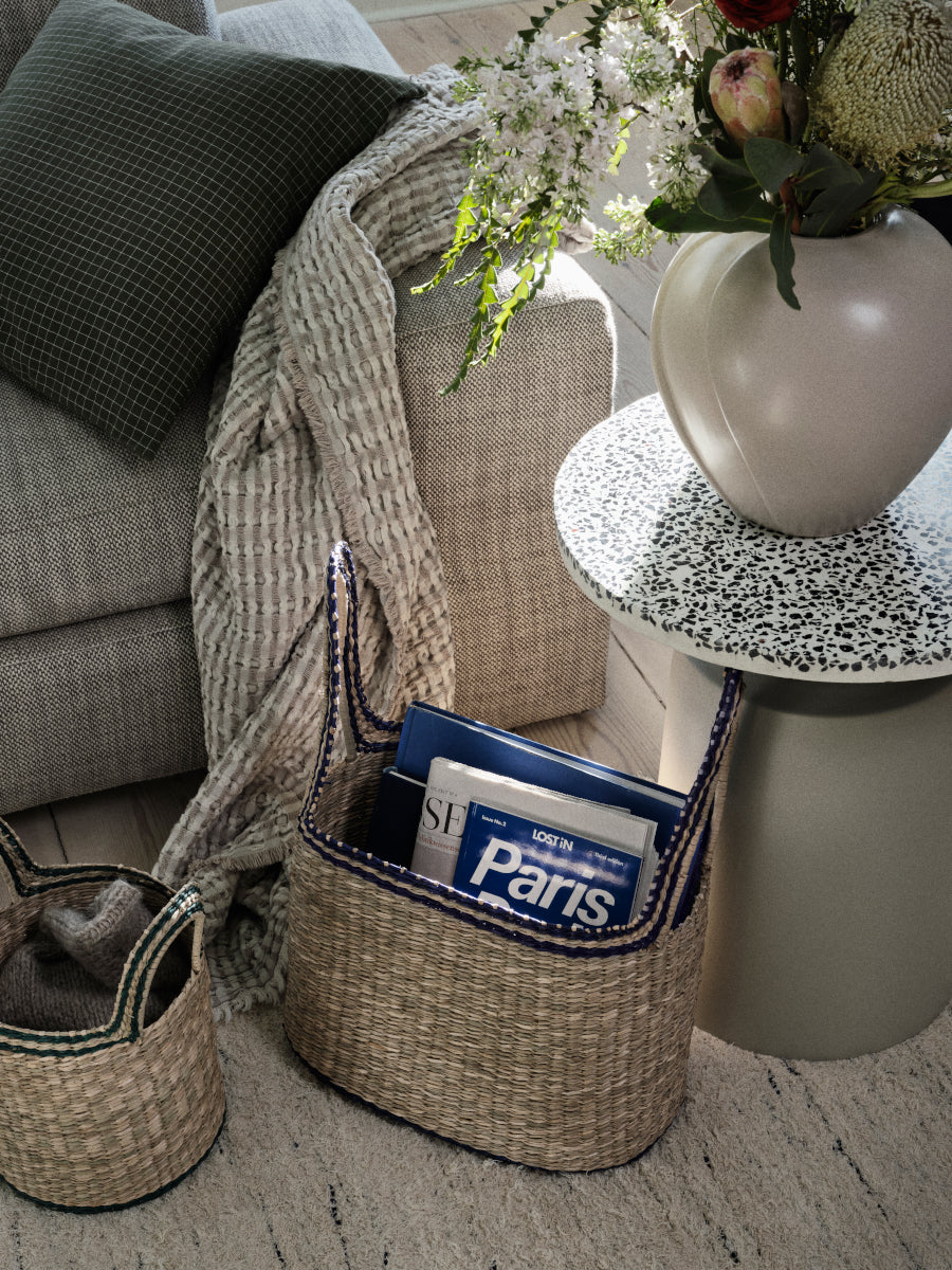 Broste Copenhagen Leda Vase grey sand 15x15cm Lifestyle