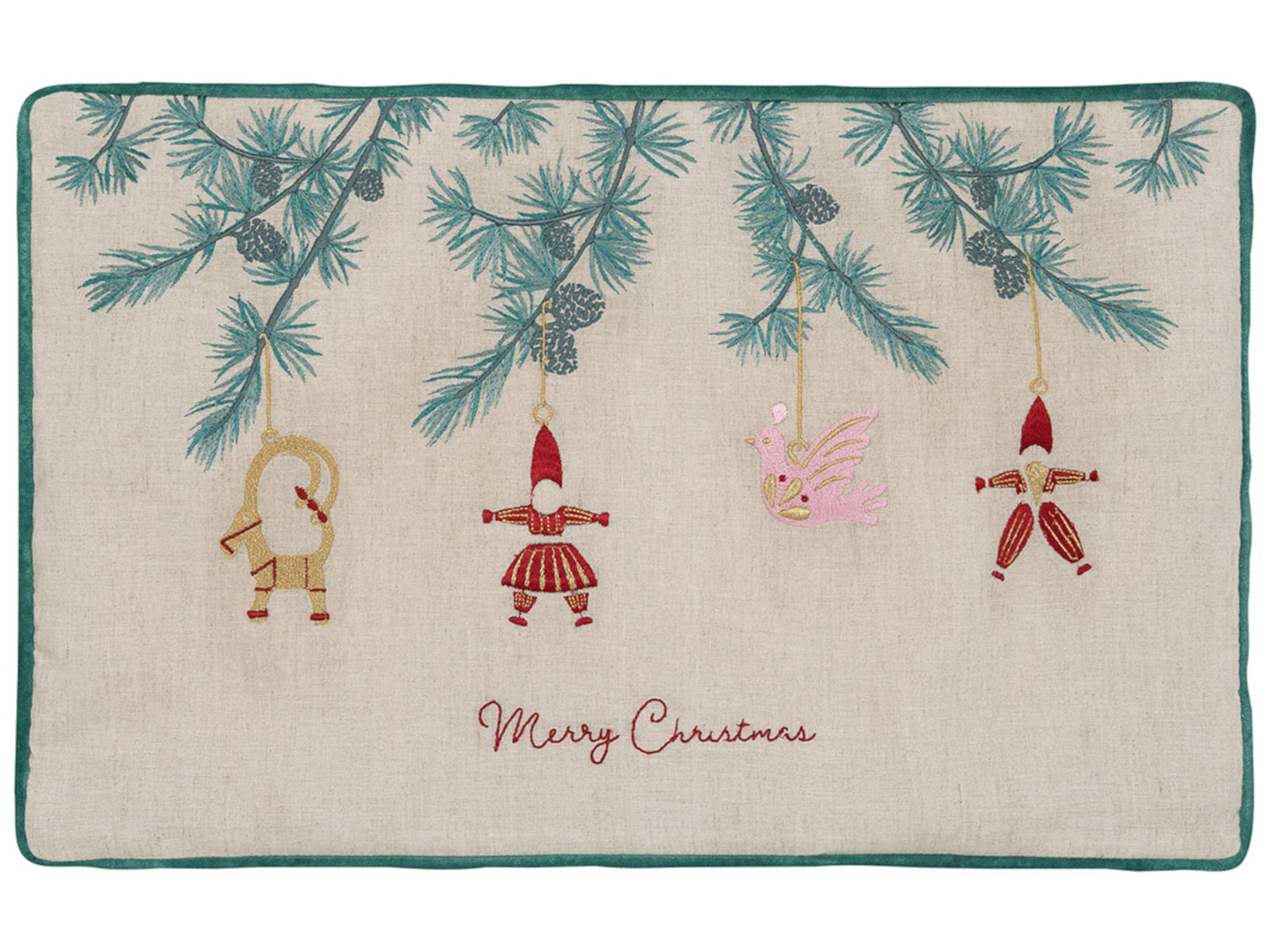 Greengate Juana Kissenhülle mit Stickerei sand 50x30cm Freisteller 1