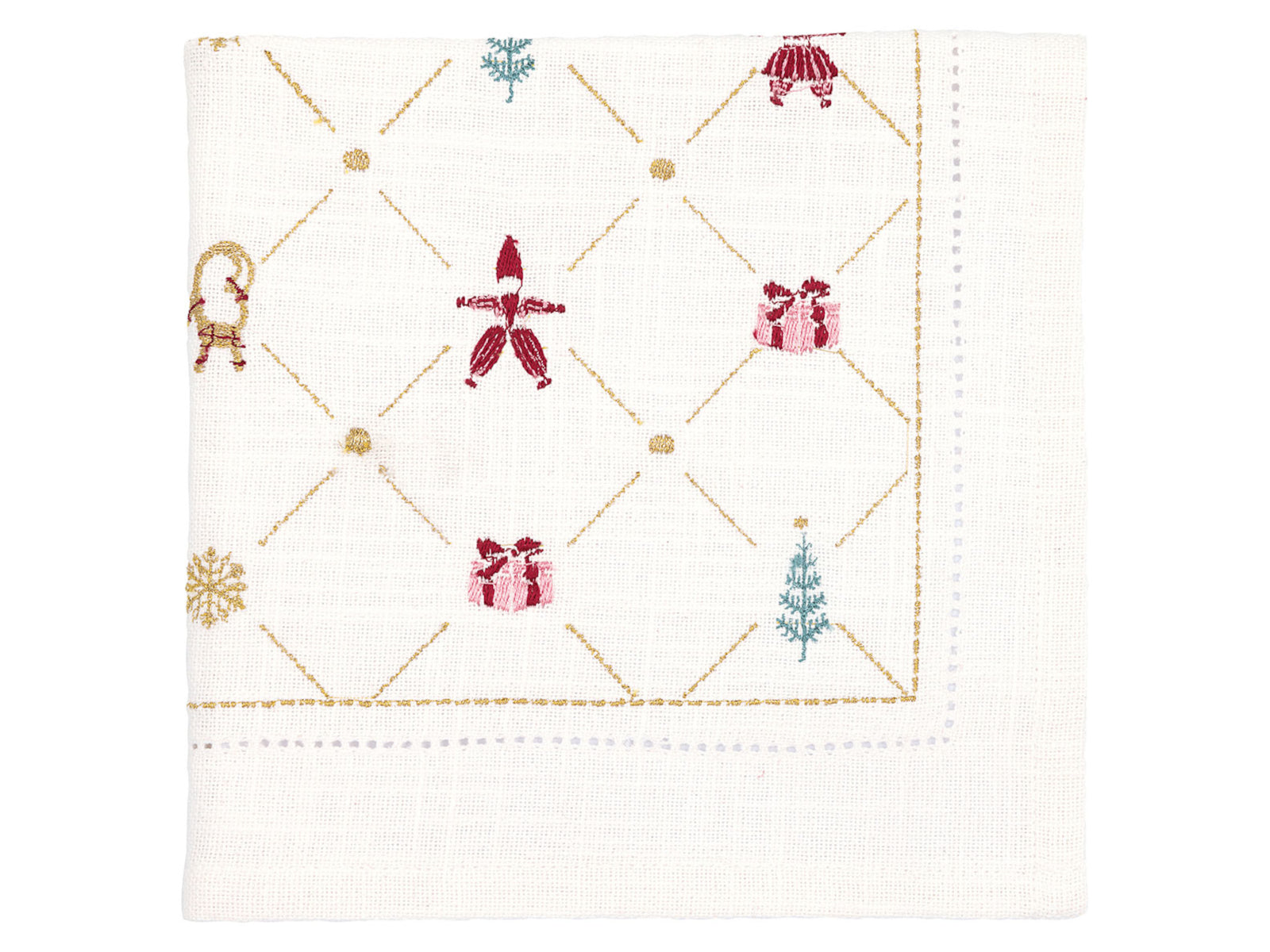 Greengate Clarina Stoffserviette mit Stickerei white 40x40cm Freisteller 1