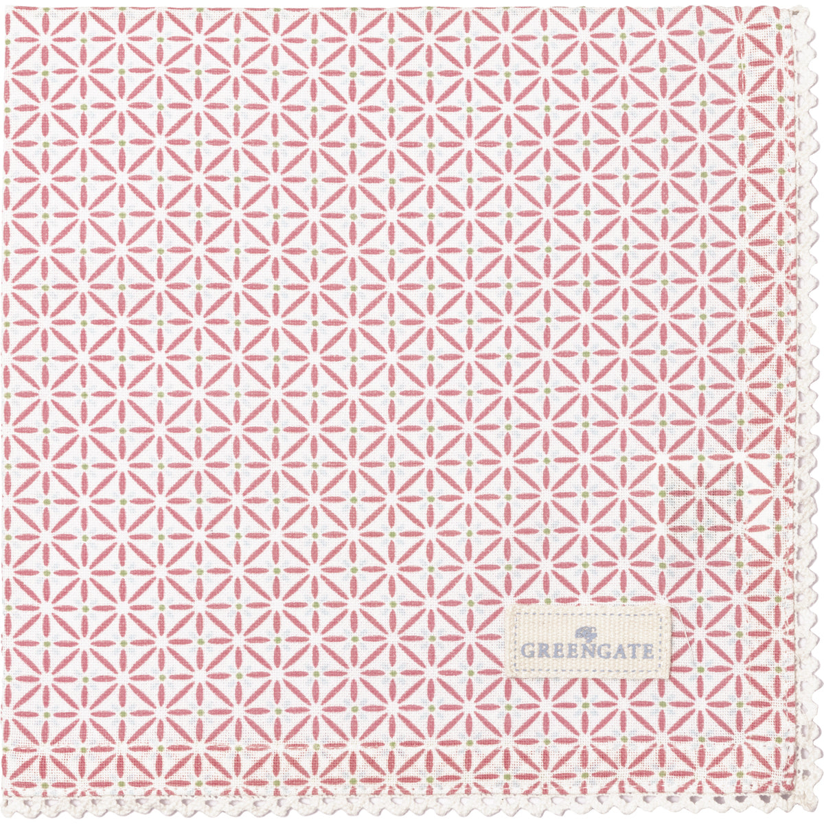 Greengate Britt Stoffserviette mit Spitze pale pink 40x40cm