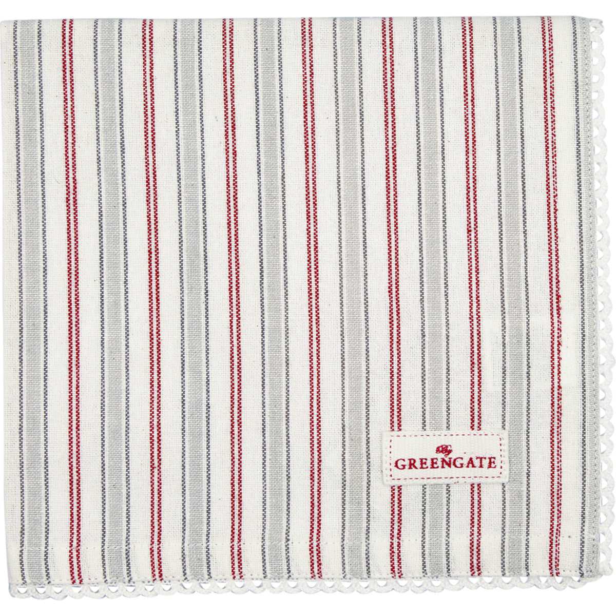 Greengate Cara Stoffserviette mit Spitze rot 40x40cm Freisteller