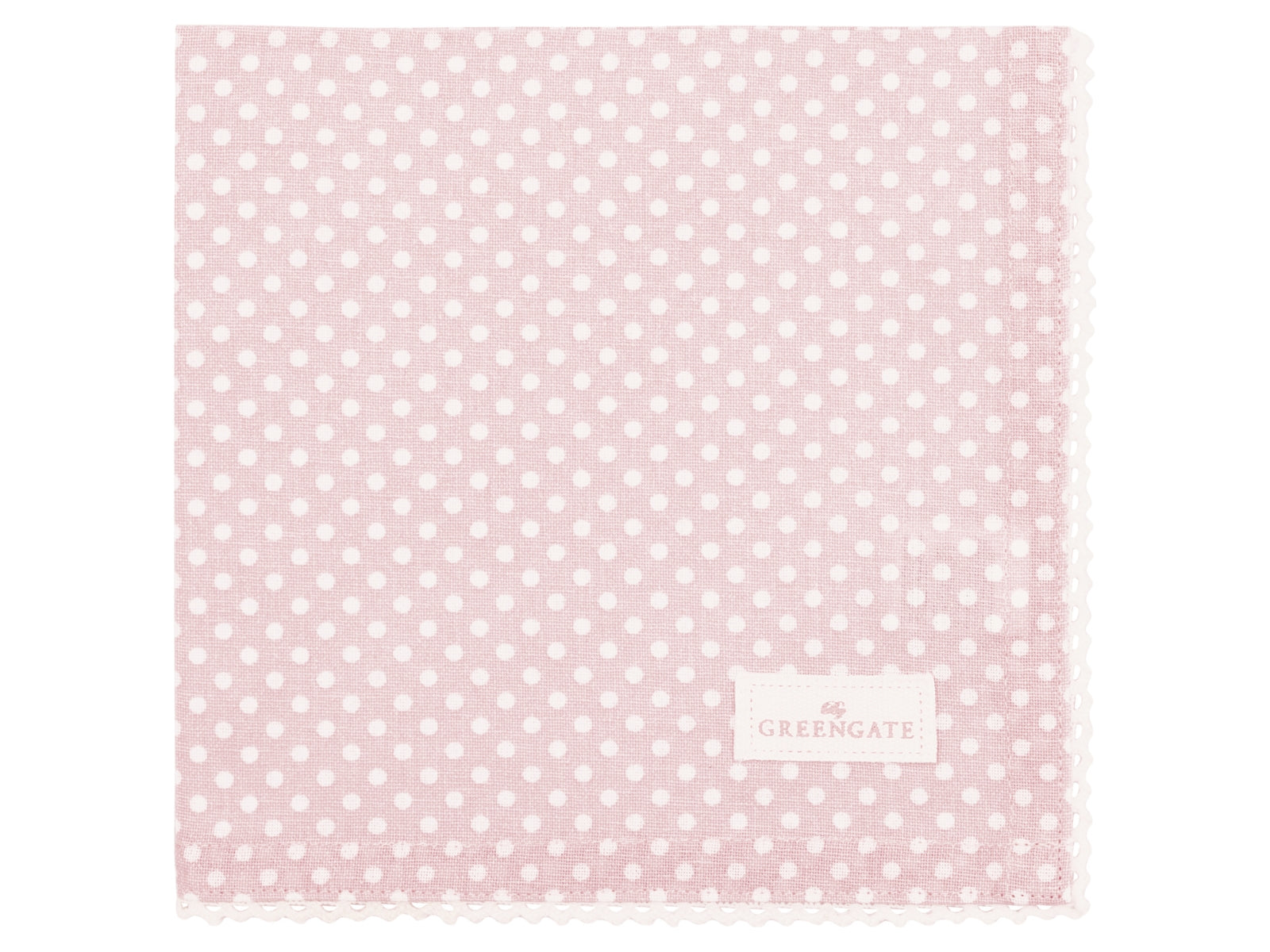 Greengate Dotty Stoffserviette mit Spitze pale pink 40x40cm Freisteller 1
