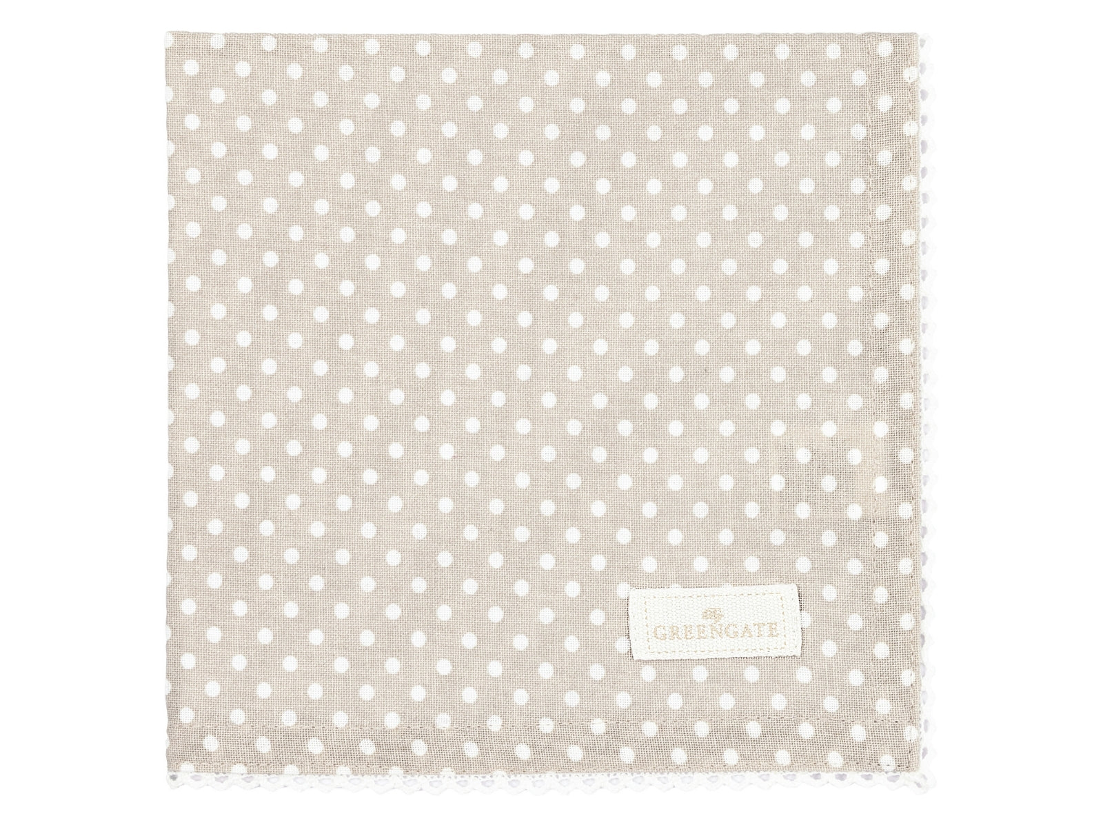 Greengate Dotty Stoffserviette mit Spitze beige 40x40cm - Produktbild 1