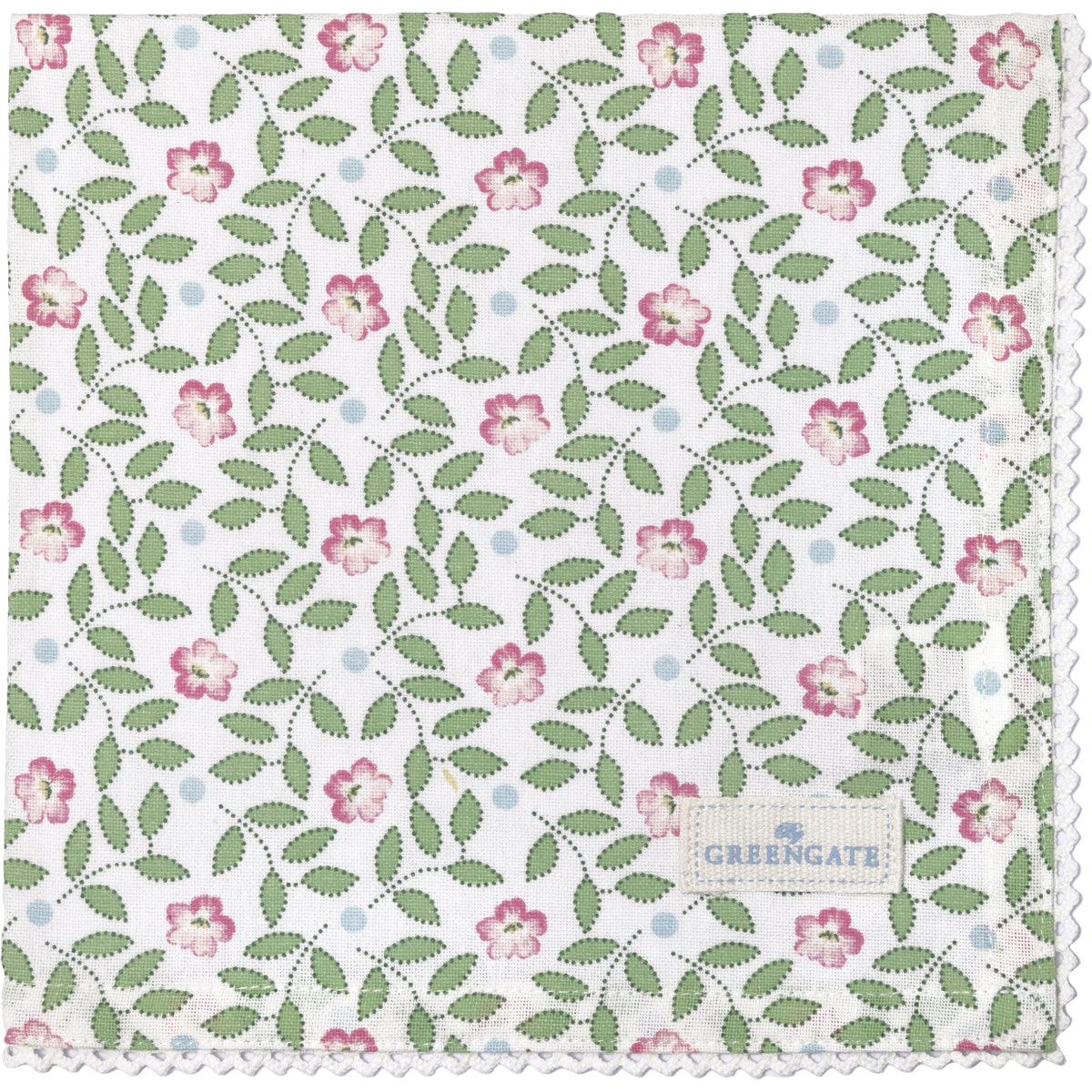 Greengate Lotta Stoffserviette mit Spitze white 40x40cm
