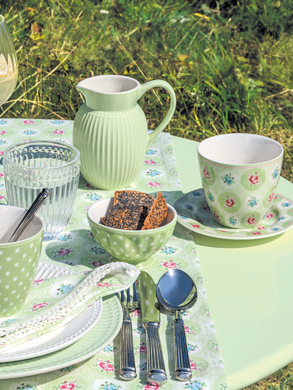 Greengate Louisa Stoffserviette mit Spitze white 40x40cm Lifestyle 4