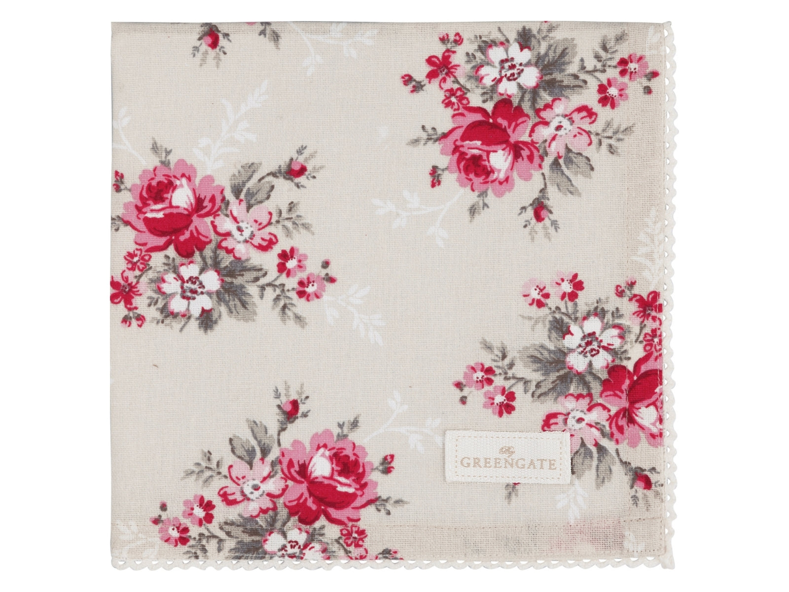 Greengate Marie Stoffserviette mit Spitze beige 40x40cm - Produktbild 1