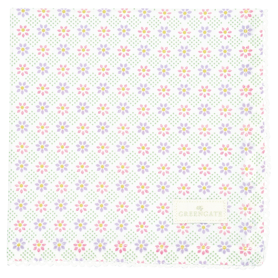 Greengate Sybille Stoffserviette mit Spitze white 40x40cm