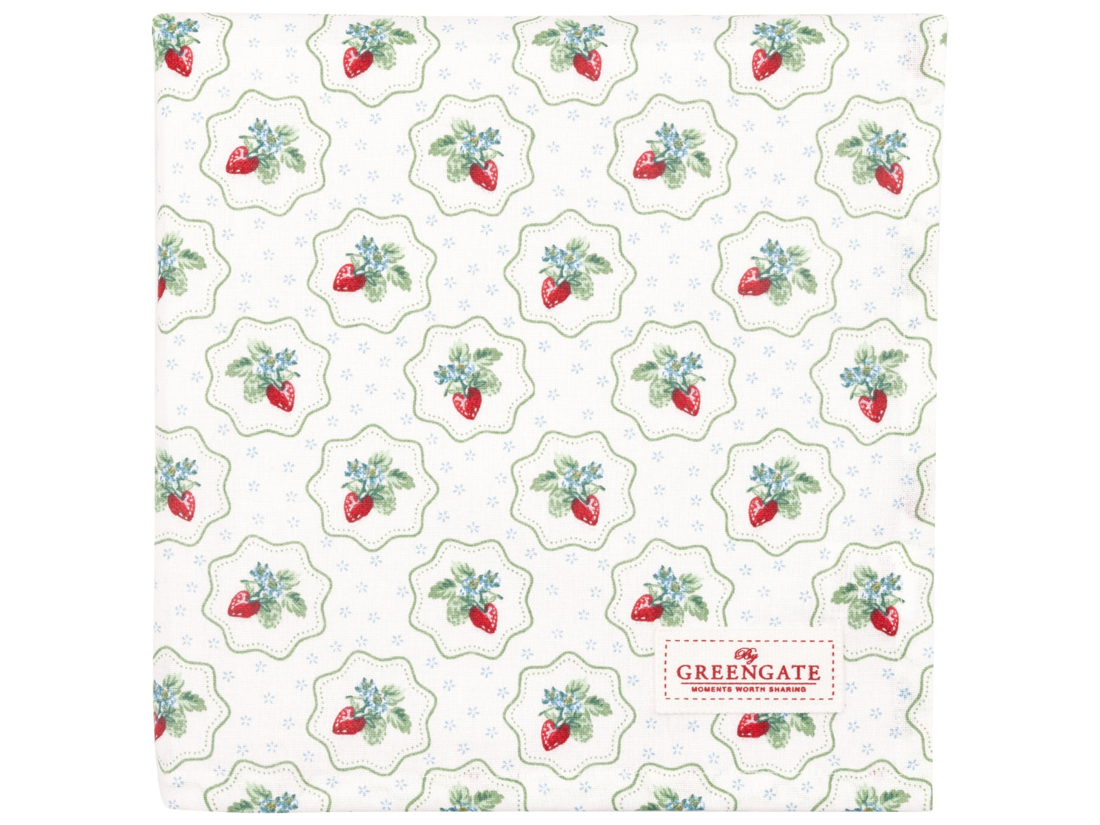 Greengate Berry Tischdecke petit white 100x100cm Freisteller 1