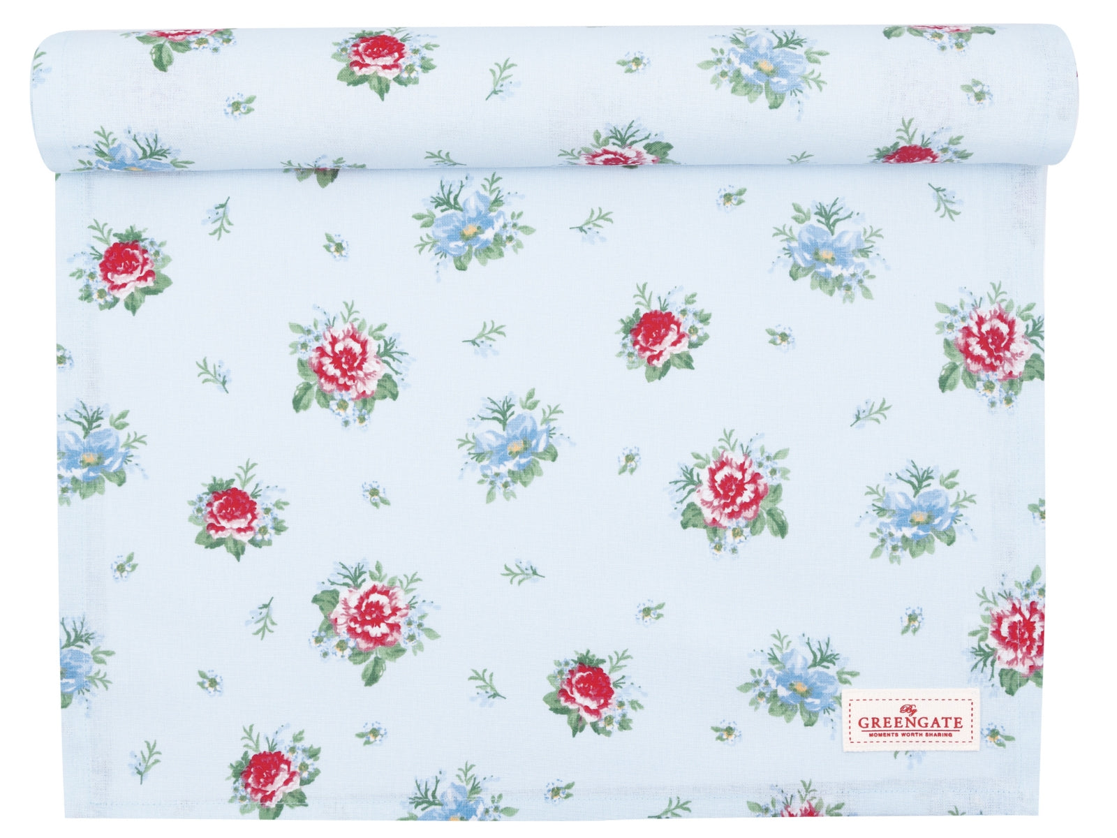 Greengate Alivia Tischläufer pale blue 140x45cm Freisteller 1