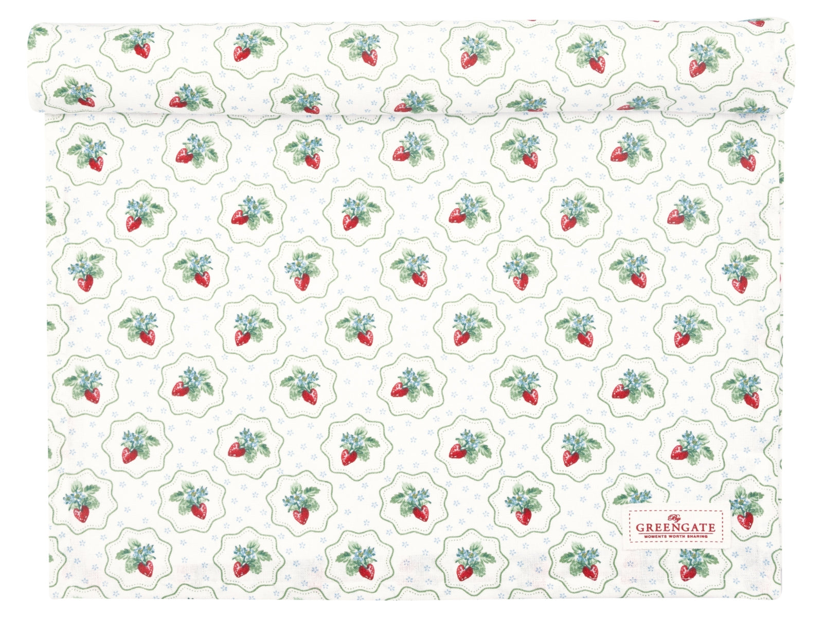 Greengate Berry Tischläufer petit white 140x45cm Freisteller 1