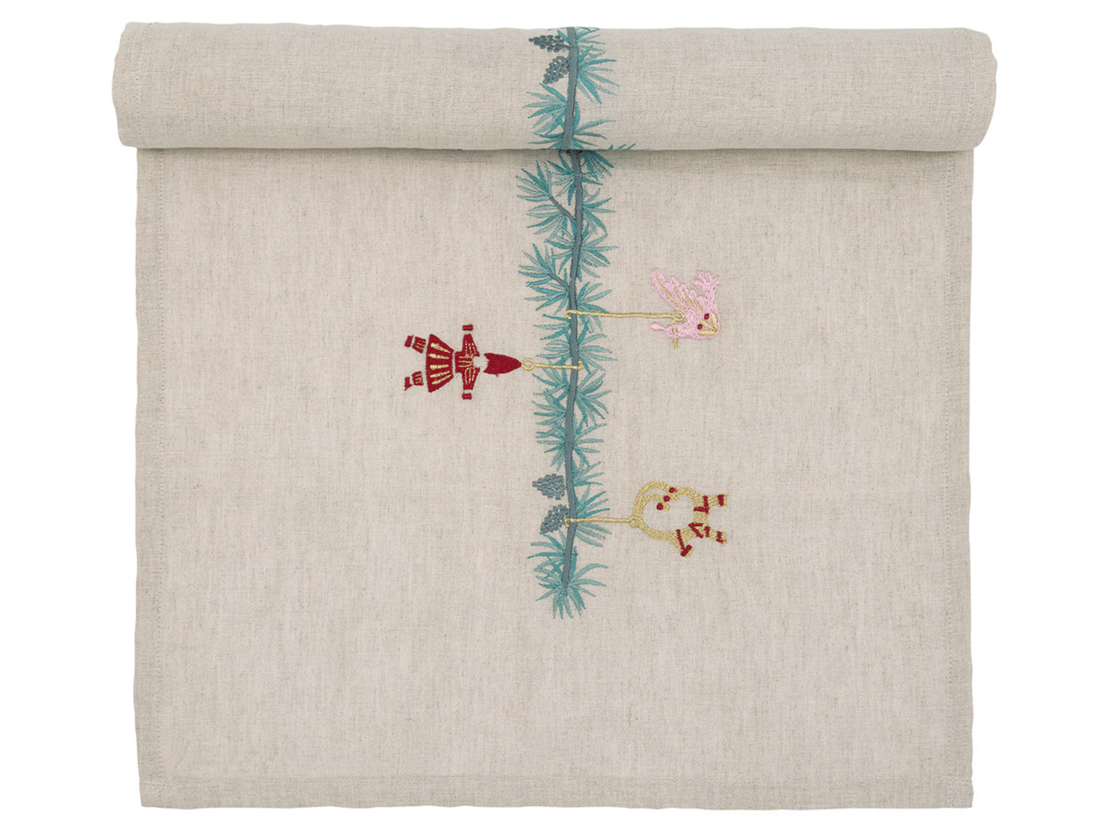 Greengate Juana Tischläufer mit Stickerei sand 140x40cm Freisteller 1