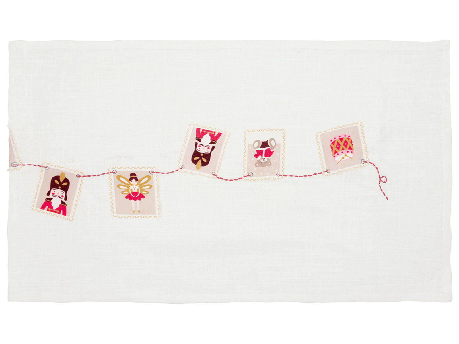 Greengate Xmas letter Tischläufer mit Stickerei white 140x40cm Freisteller 2