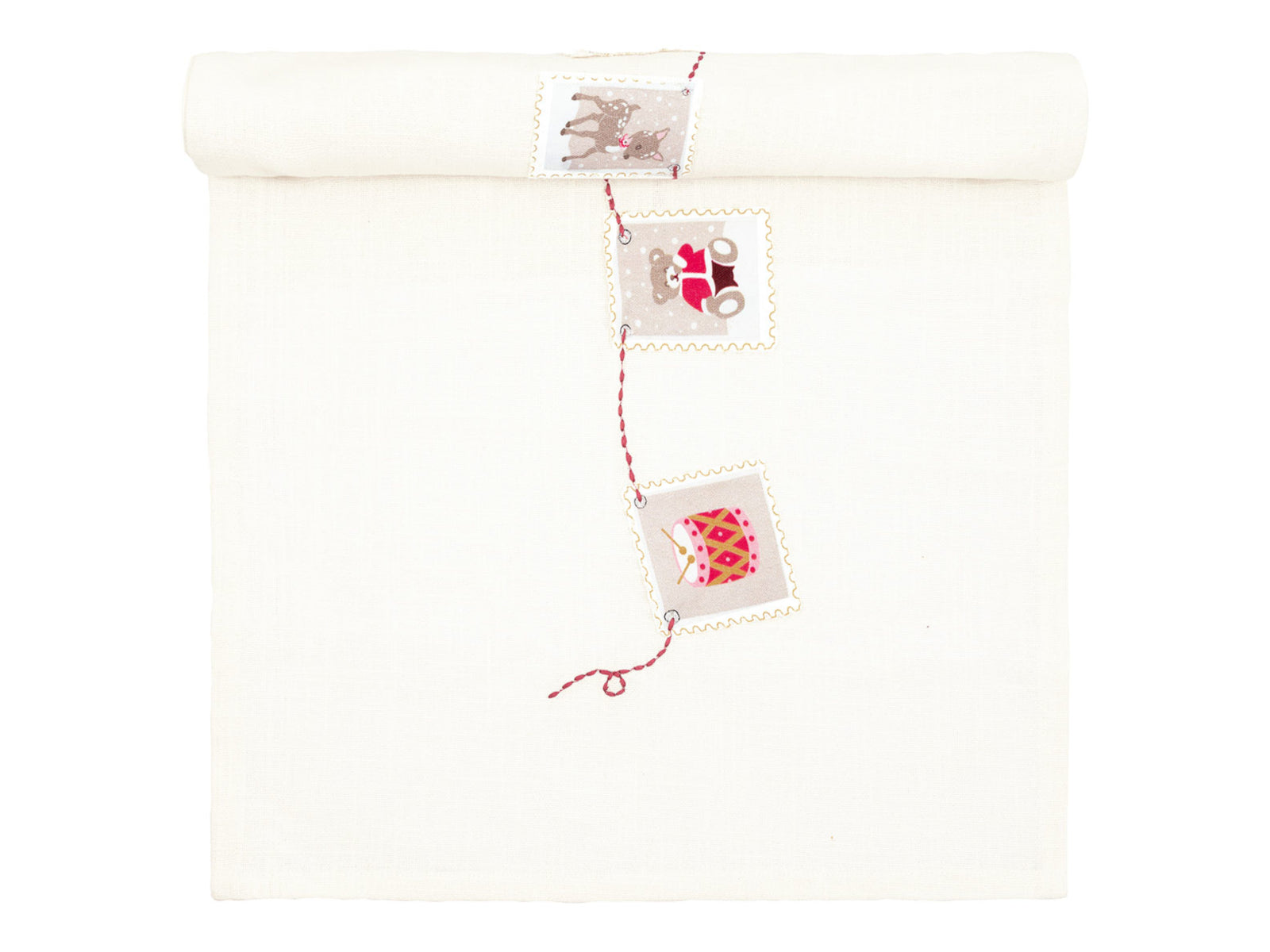 Greengate Xmas letter Tischläufer mit Stickerei white 140x40cm Freisteller 1