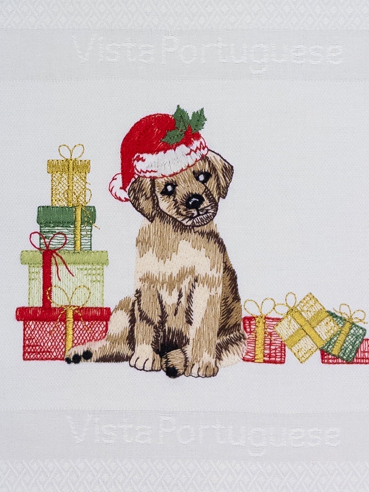 Vista Portuguese Geschirrtuch Christmas Dog weiß 50x70cm - Produktbild 2