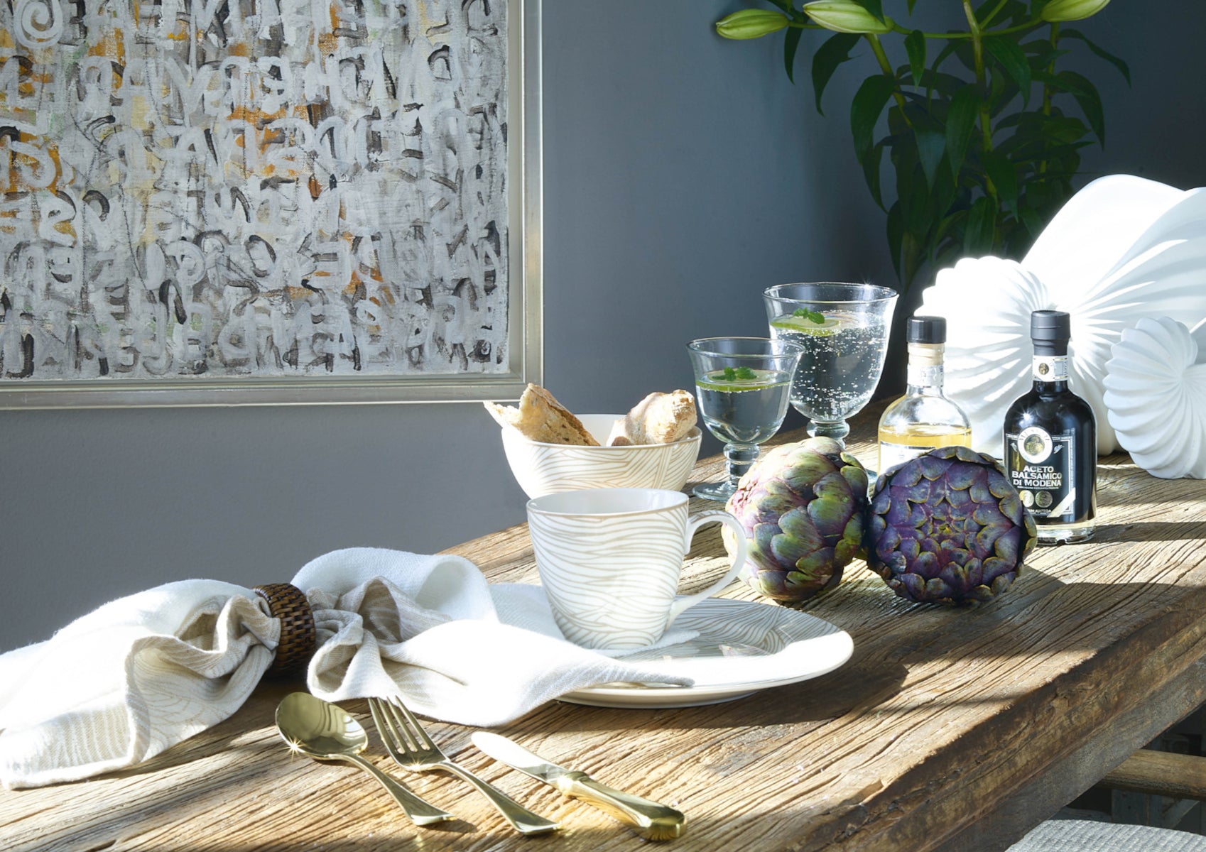 Greengate Wilja Geschirrtuch beige 70x50cm Lifestyle 3