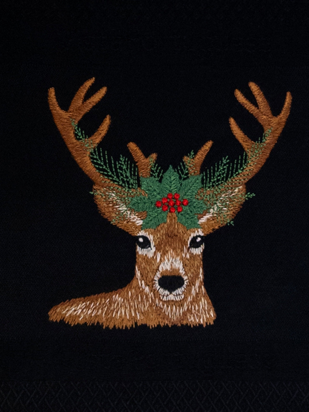 Vista Portuguese Geschirrtuch Christmas Deer Pine schwarz 50x70cm - Produktbild 2