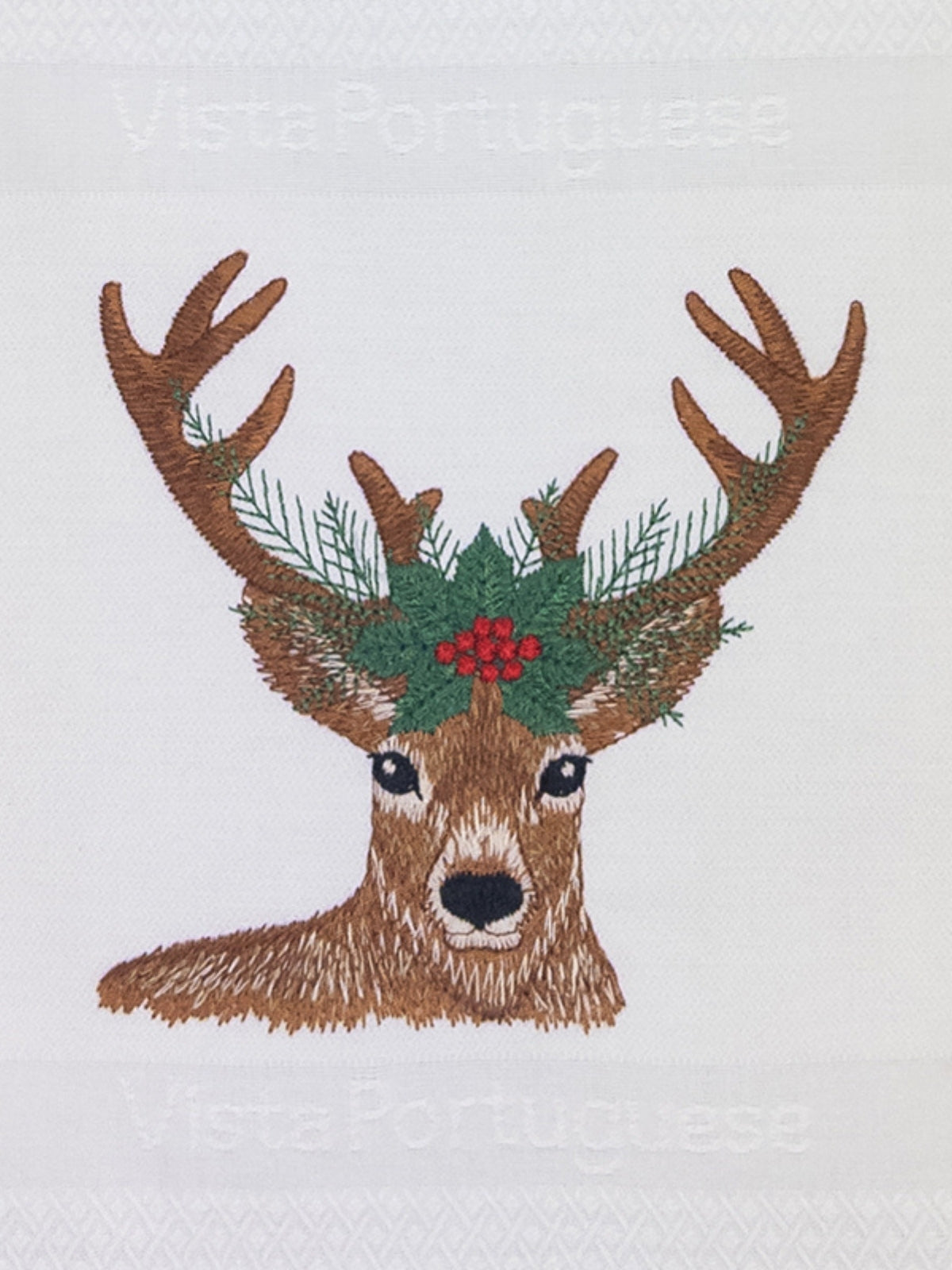 Vista Portuguese Geschirrtuch Christmas Deer Pine weiß 50x70cm - Produktbild 2