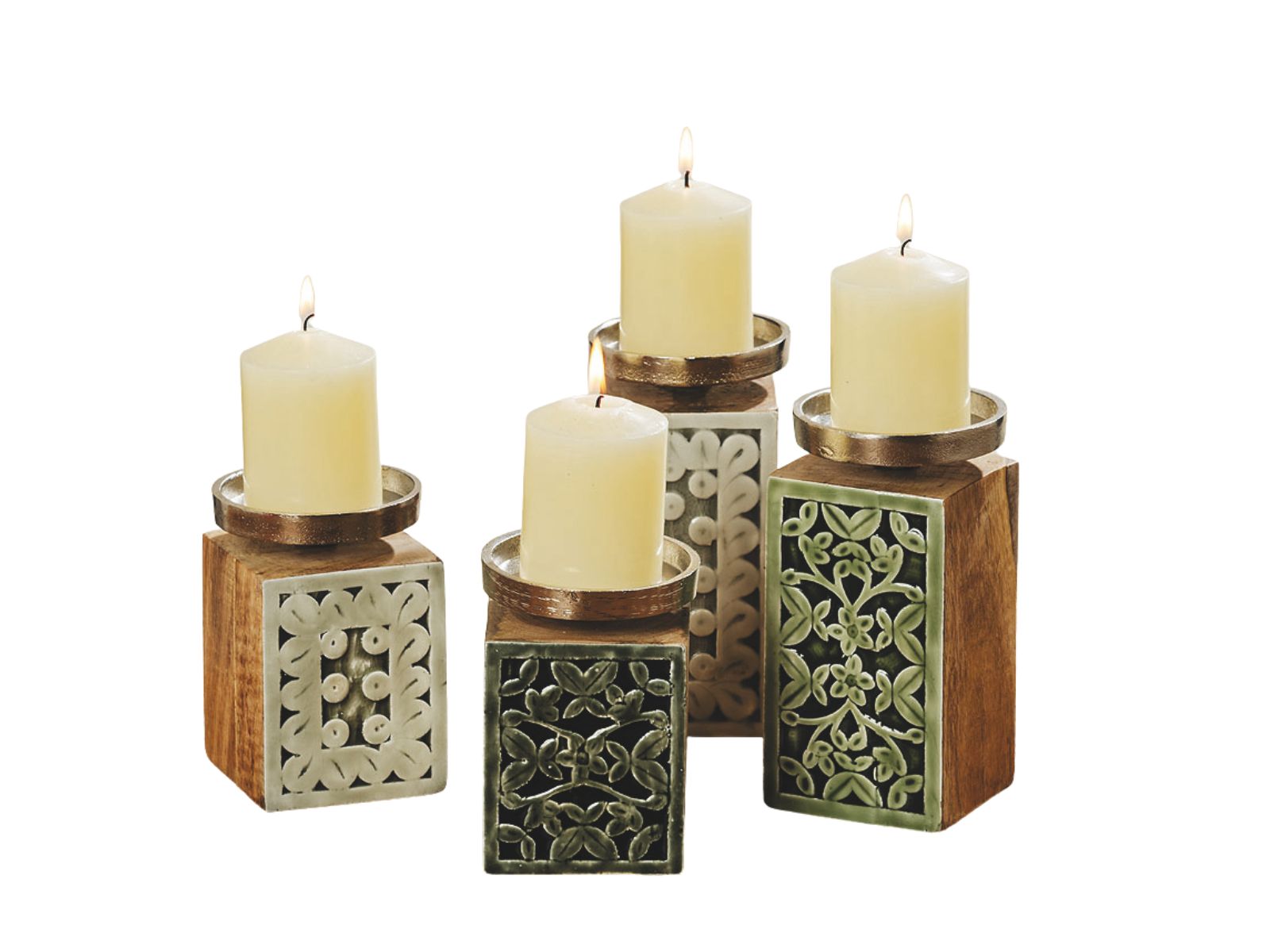 Boltze Angelo Kerzenleuchter sortiert grün 13 cm Freisteller 