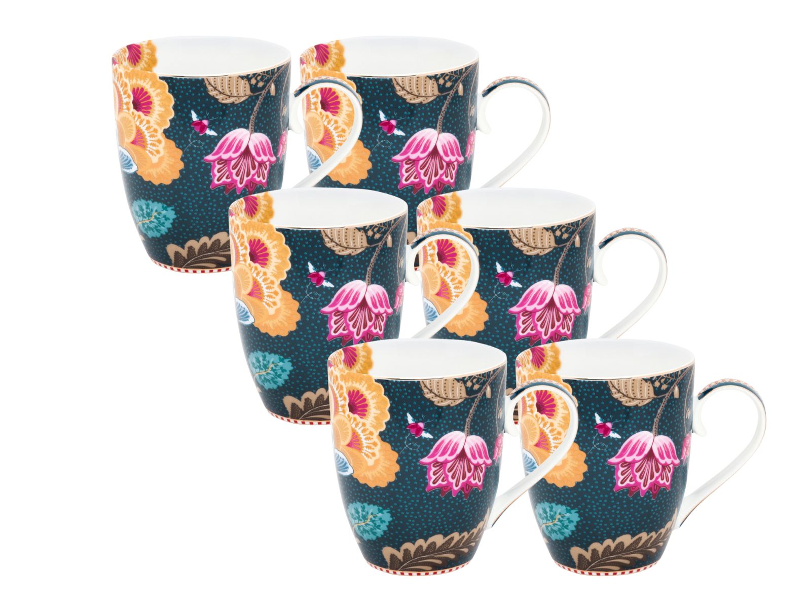 PIP STUDIO Fantasy Denim Blue Henkelbecher groß 350ml Set6 Freisteller 1