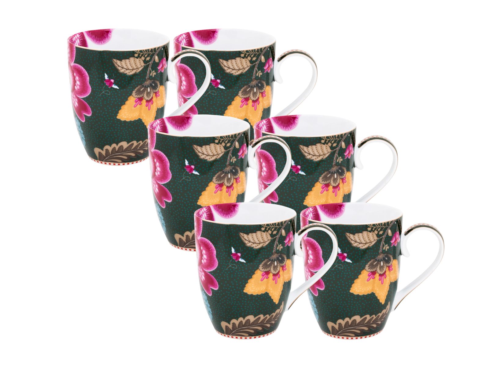 PIP STUDIO Fantasy Green Henkelbecher groß 350ml Set6 Freisteller 1