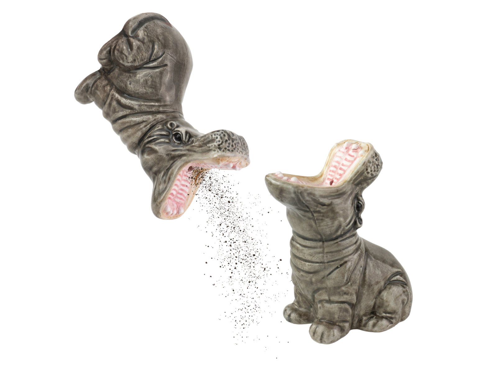 Donkey Products Hungry Hippos Salz- und Pefferstreuer-Set grau Freisteller 2