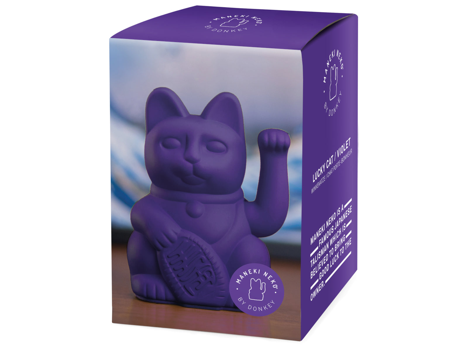 Donkey Products Lucky Cat Classic Winkekatze violet 15cm Freisteller 2