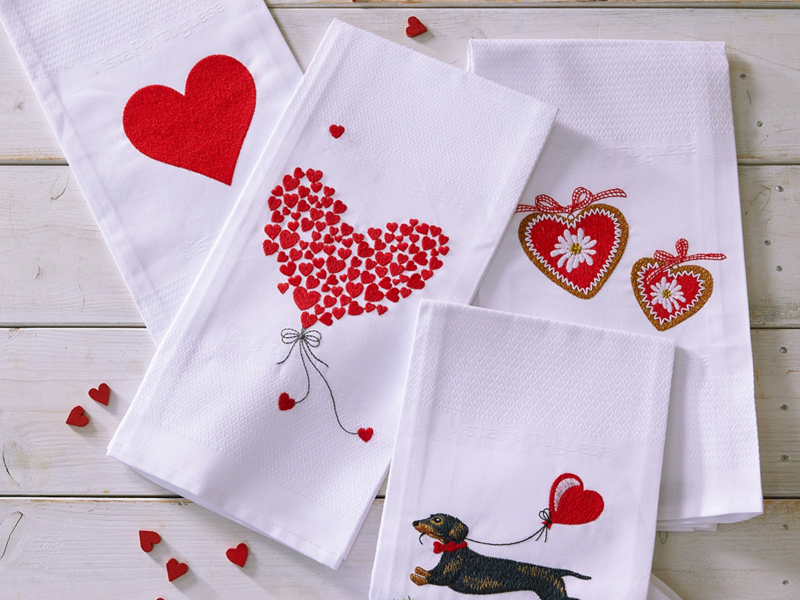 Vista Portuguese Geschirrtuch Flying Heart weiß 50x70cm - Produktbild 4